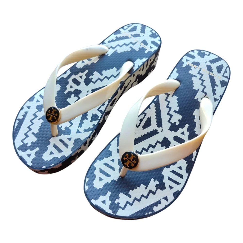 Tory Burch Womens Printed Platform Flip-flops